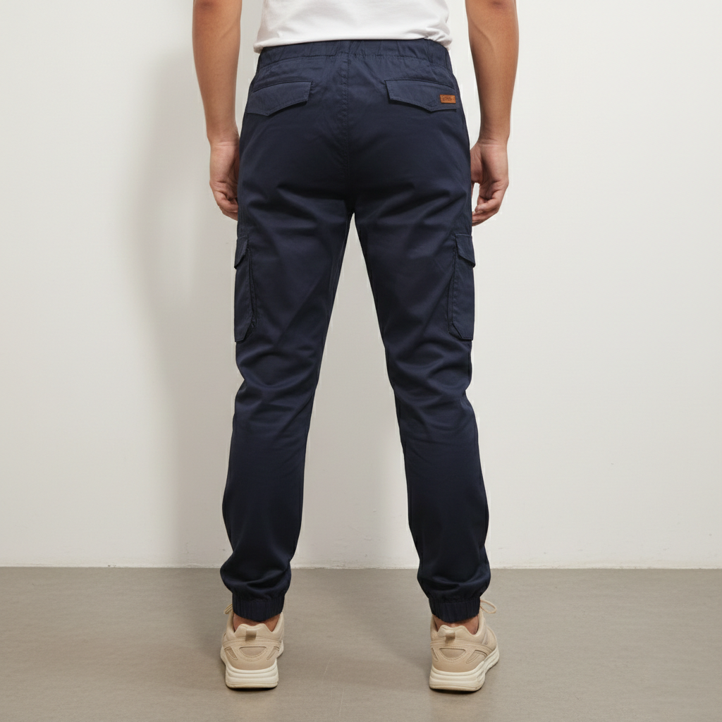 Men’s Slim-Fit Midnight Navy Cargo Joggers – 6-Pocket Utility Trousers