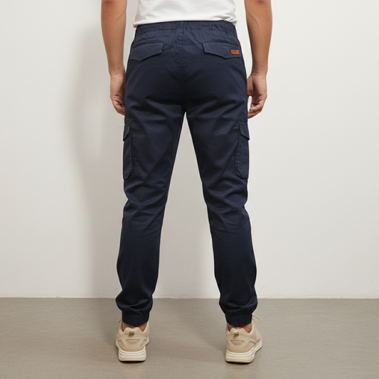 Men’s Slim-Fit Midnight Navy Cargo Joggers – 6-Pocket Utility Trousers