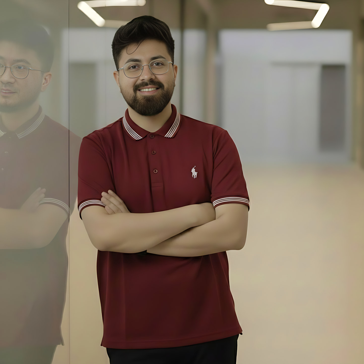 Polo Shirt Deep Maroon with White Tipping