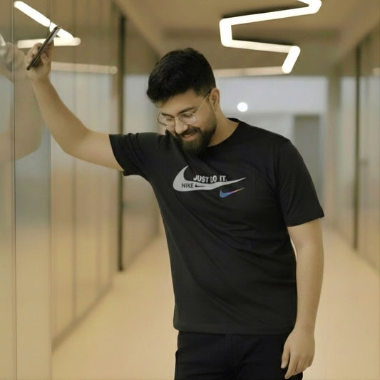 Men's Premium Black Graphic Tee | Minimalist Modern Fit T-Shirt