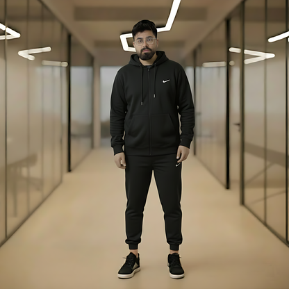 Premium Heavyweight Cotton Black Fleece Tracksuit – The Ultimate Comfort Set
