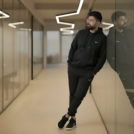 Premium Heavyweight Cotton Black Fleece Tracksuit – The Ultimate Comfort Set