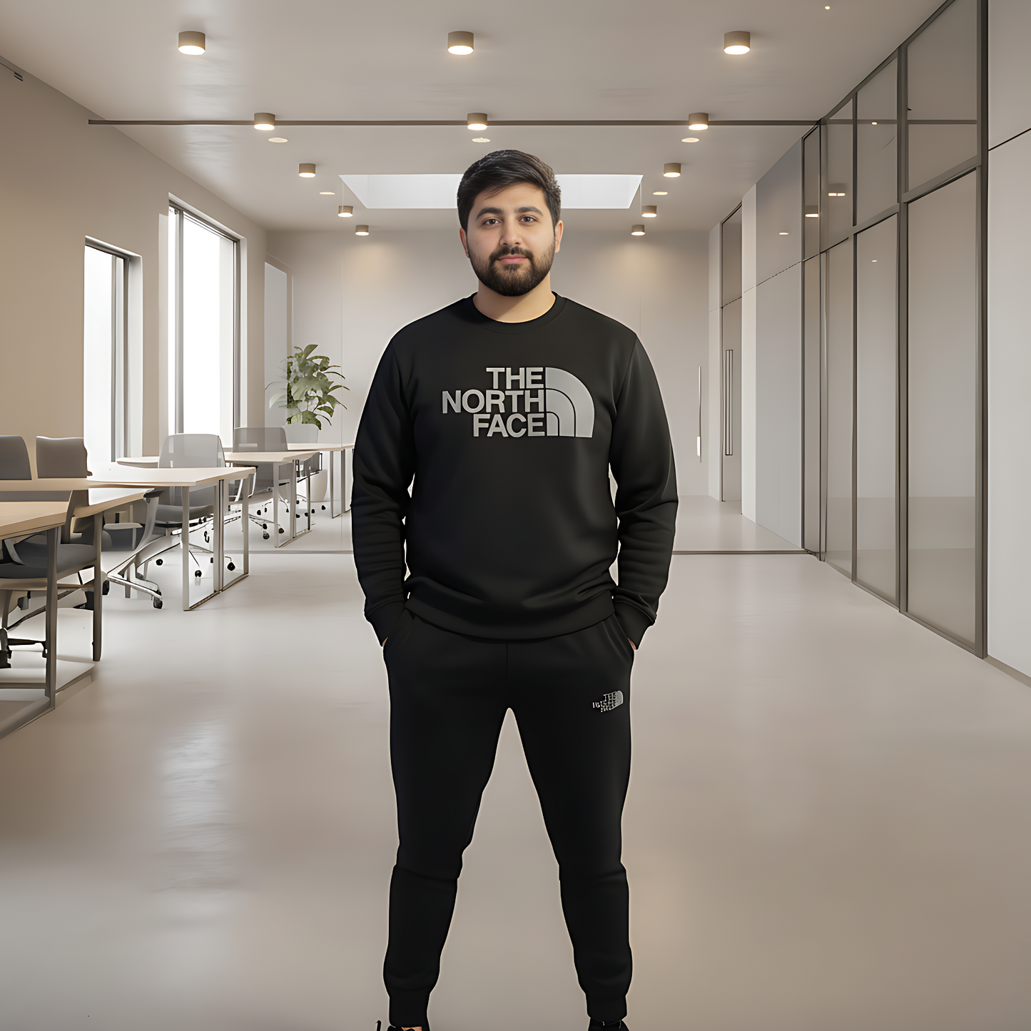 Iconic Men's Black Jersey Wool Full Tracksuit