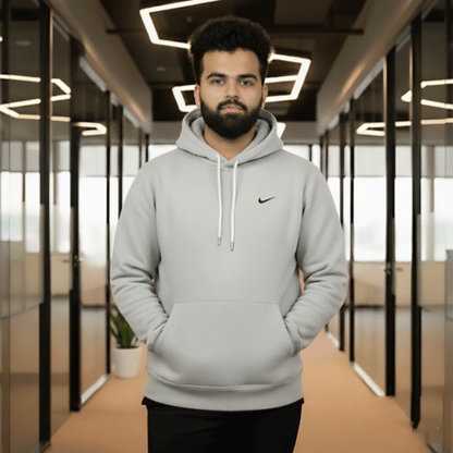 Minimalist Gray Blended Wool Pullover Hoodie | Classic Comfort Fit