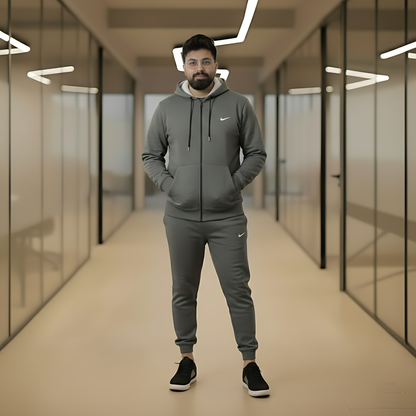 Premium Heavyweight Cotton Gray Fleece Tracksuit – The Ultimate Comfort Set
