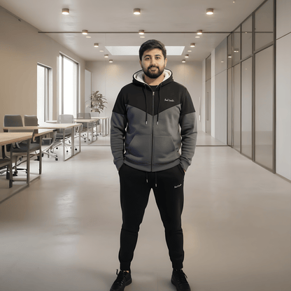 Warm & Stylish Men's Charcoal | Gray Wool Blend Tracksuit