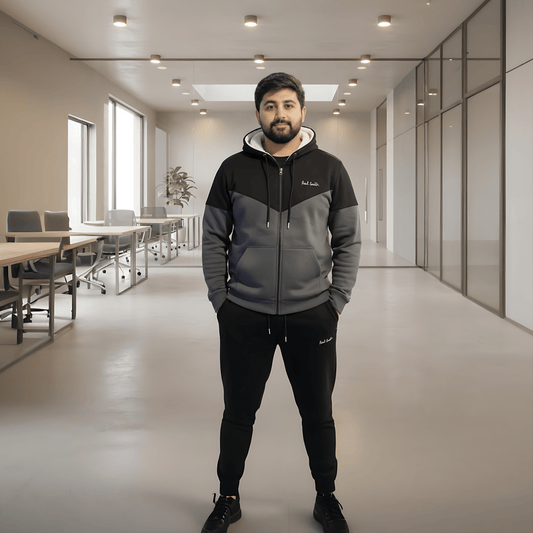 Warm & Stylish Men's Charcoal | Gray Wool Blend Tracksuit