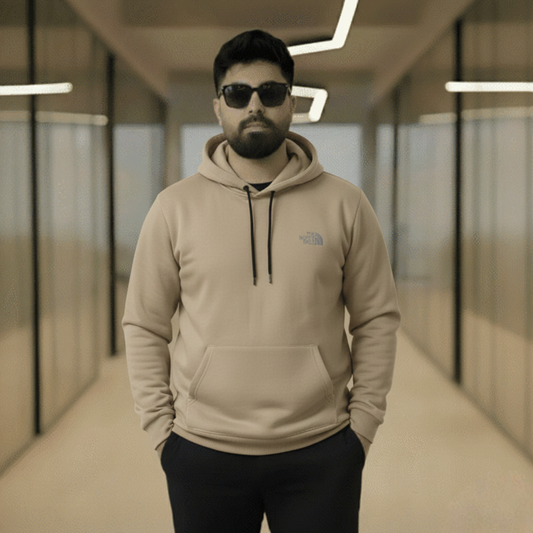 Premium Beige Wool Blend Hoodie with Warm Sherpa Lining