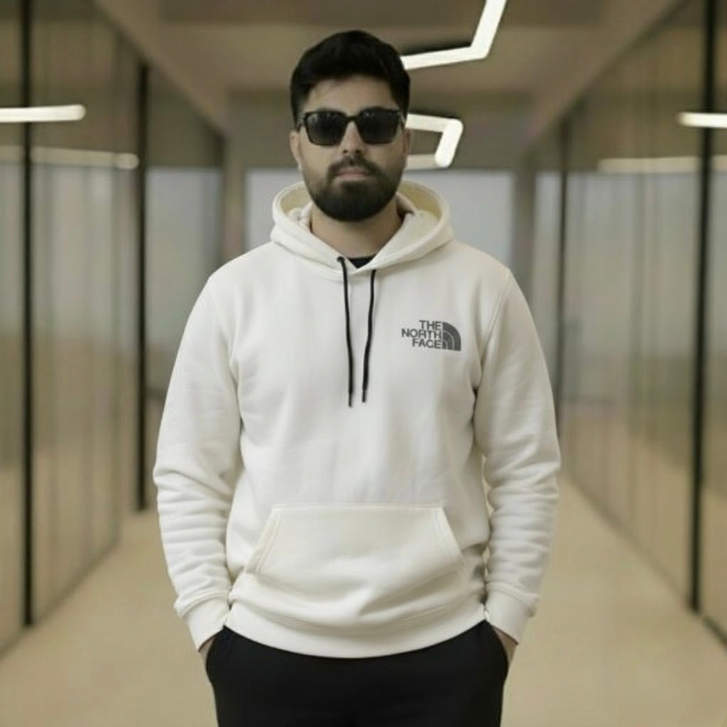 Premium White Wool Blend Hoodie with Warm Sherpa Lining
