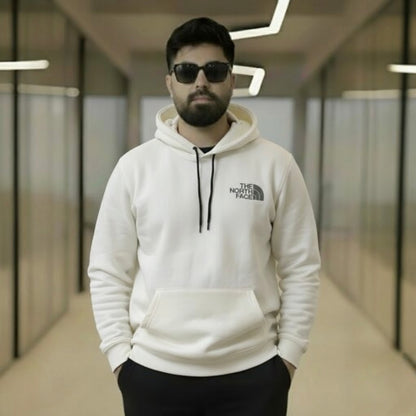 Premium White Wool Blend Hoodie with Warm Sherpa Lining