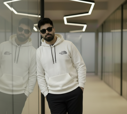 Premium White Wool Blend Hoodie with Warm Sherpa Lining