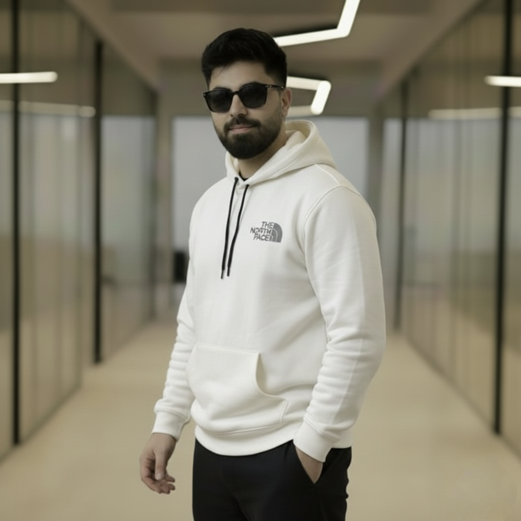 Premium White Wool Blend Hoodie with Warm Sherpa Lining