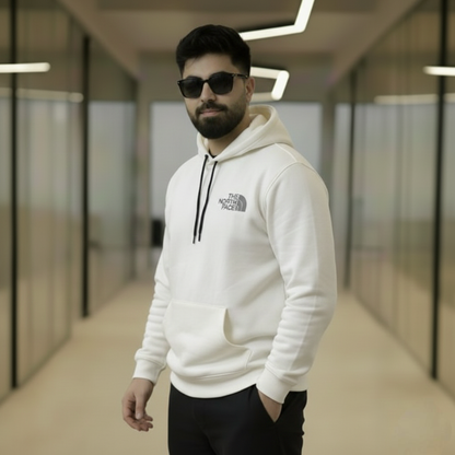 Premium White Wool Blend Hoodie with Warm Sherpa Lining