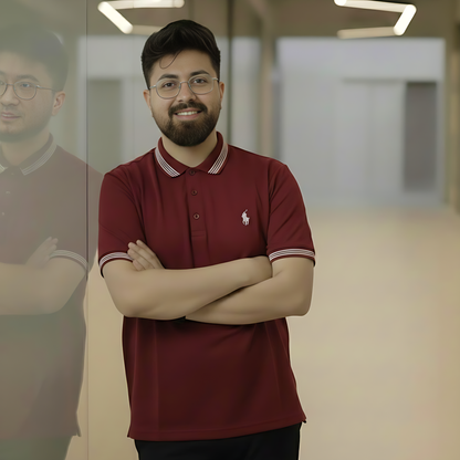Polo Shirt Deep Maroon with White Tipping