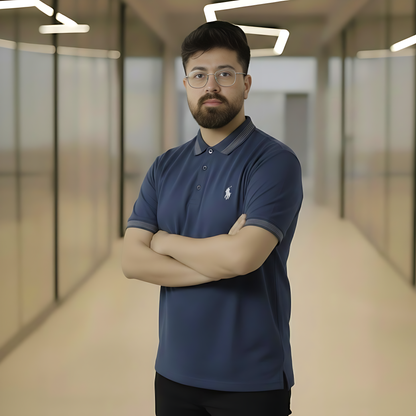 Polo Shirt with Contrast Tipping Midnight Navy Blue