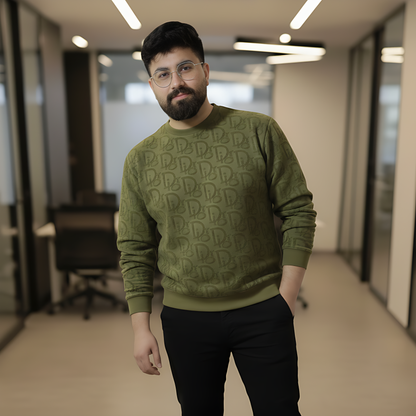 Premium Velvet Jersey Monogram Crewneck - Green