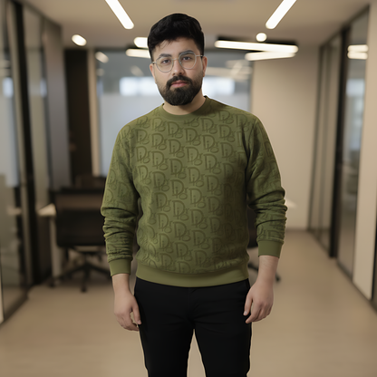 Premium Velvet Jersey Monogram Crewneck - Green