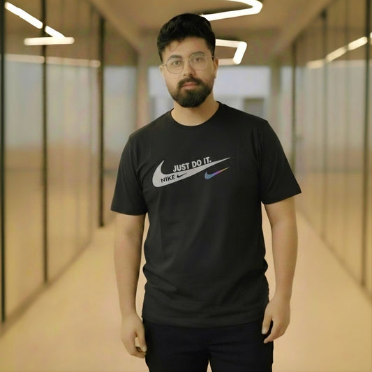 Men's Premium Black Graphic Tee | Minimalist Modern Fit T-Shirt