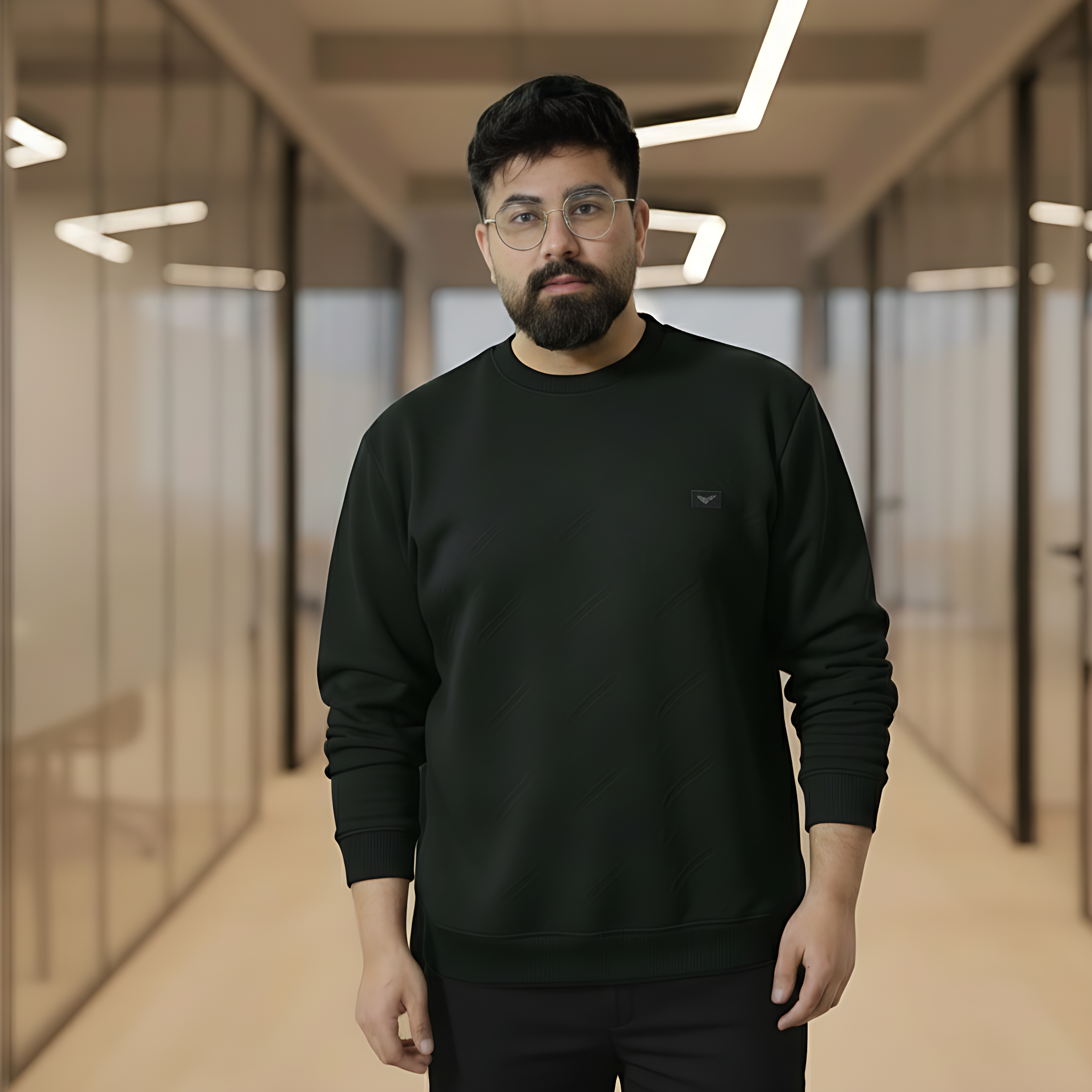 Men’s Premium Textured Crew Neck Shirt | Dark Green - Image 3