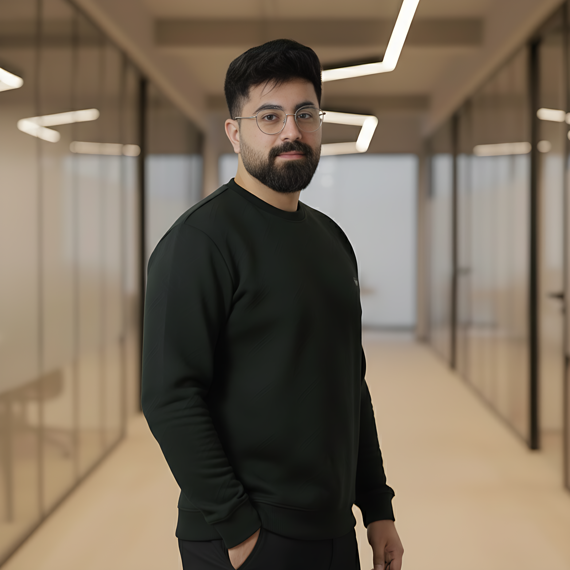 Men’s Premium Textured Crew Neck Shirt | Dark Green - Image 2