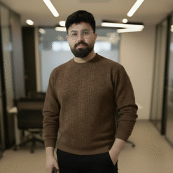 Premium Velvet Jersey Monogram Crewneck - Brown