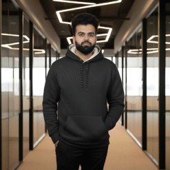 Essential Men's Wool Blend Pullover Hoodie with Kangaroo Pocket