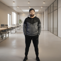 Warm & Stylish Men's Charcoal | Gray Wool Blend Tracksuit