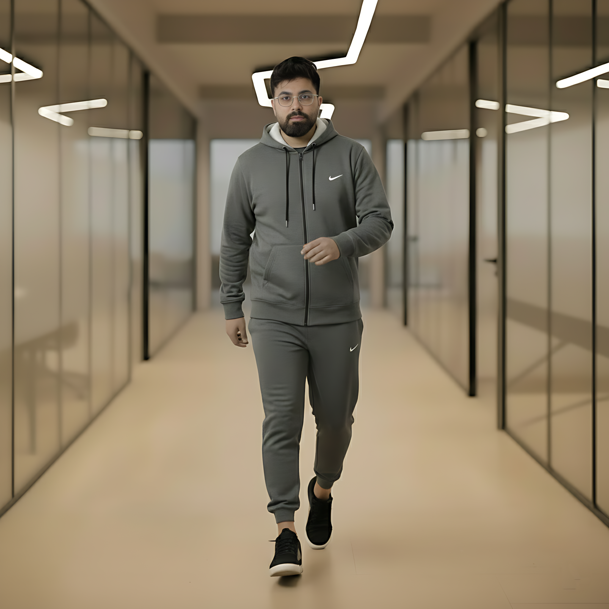 Premium Heavyweight Cotton Gray Fleece Tracksuit – The Ultimate Comfort Set - Image 3