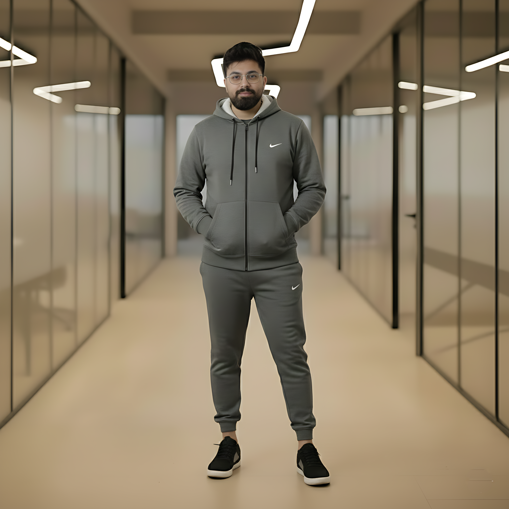 Premium Heavyweight Cotton Gray Fleece Tracksuit – The Ultimate Comfort Set - Image 2