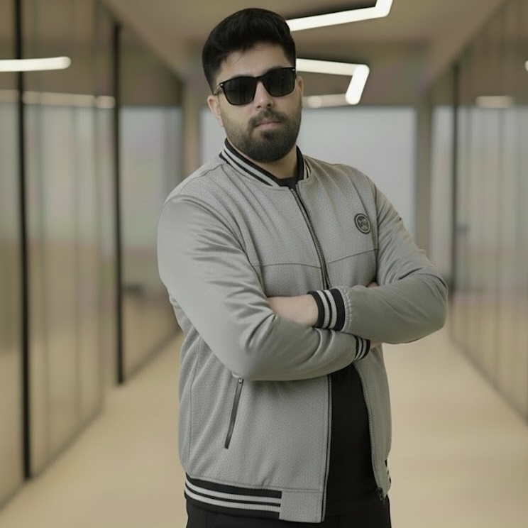 Men's Gray Striped Varsity Bomber Jacket - Leather Casual Coat - Image 3