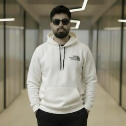 Premium White Wool Blend Hoodie with Warm Sherpa Lining