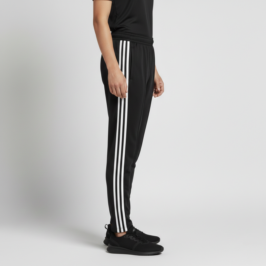Men’s Core Athletic Triple-Stripe Track Pants – Slim Fit Black - Image 2