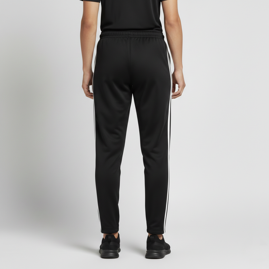 Men’s Core Athletic Triple-Stripe Track Pants – Slim Fit Black - Image 3
