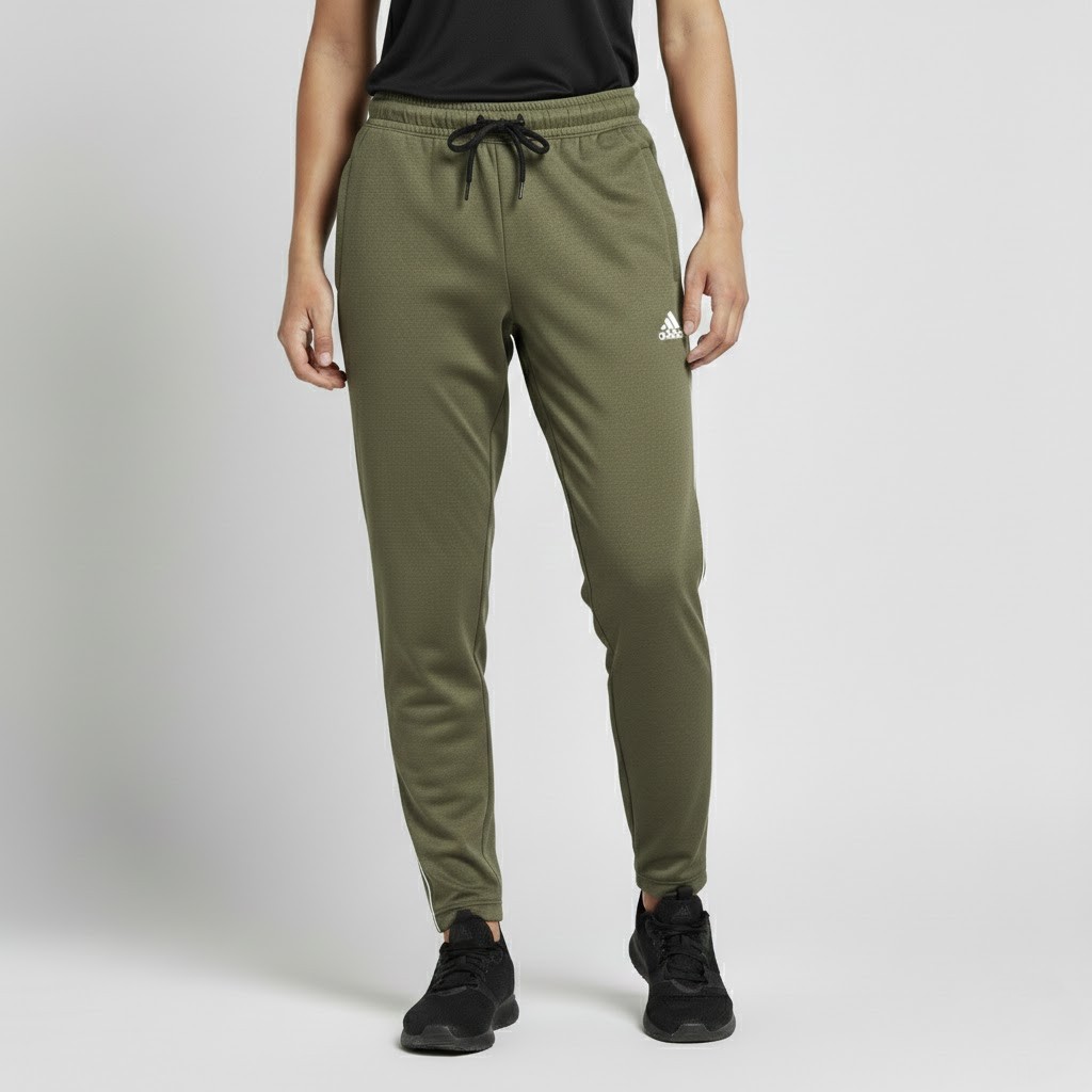 Men’s Core Athletic Triple-Stripe Track Pants – Slim Fit Green