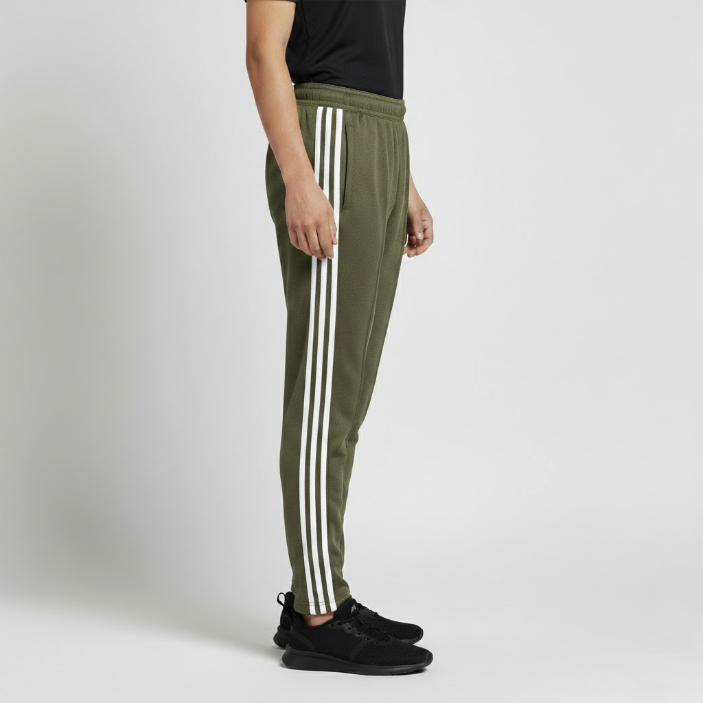 Men’s Core Athletic Triple-Stripe Track Pants – Slim Fit Green - Image 2