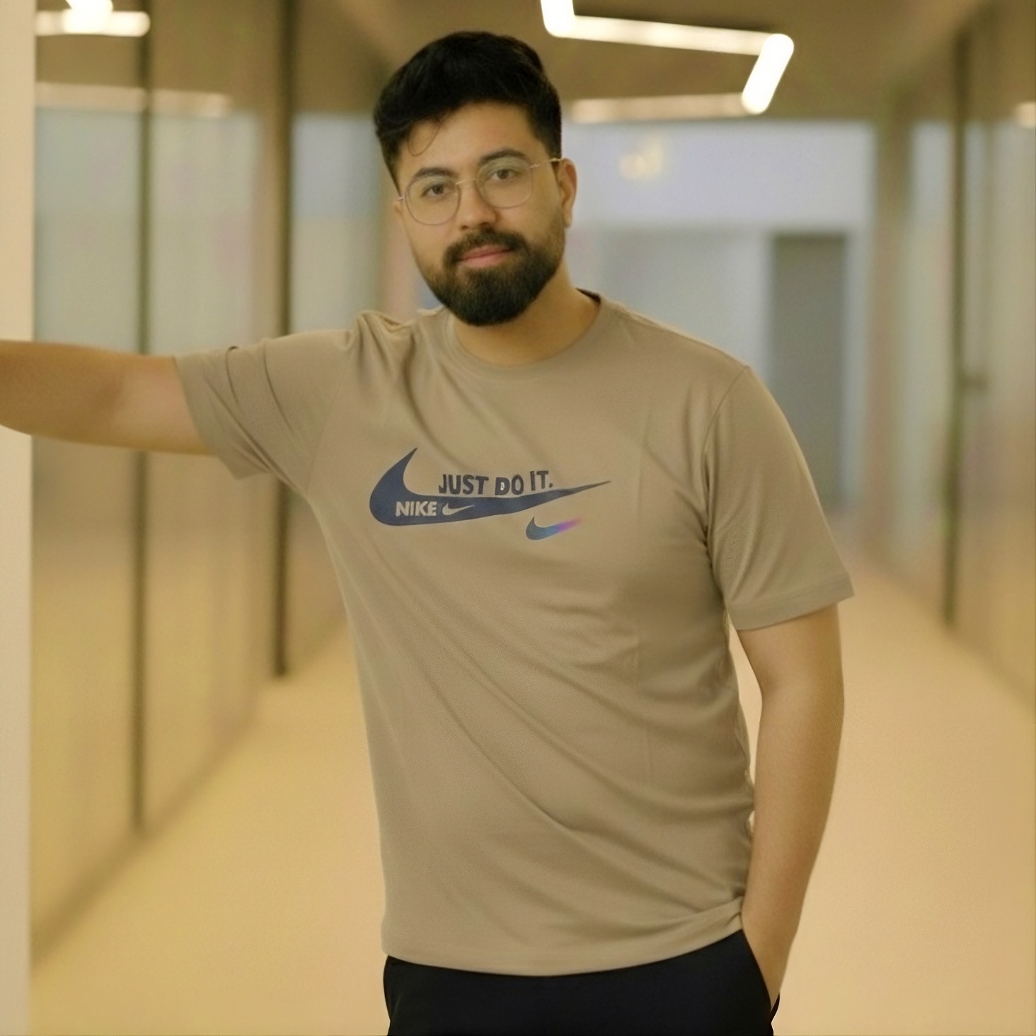 Men's Premium Urban Khaki Graphic Tee | Minimalist Modern Fit T-Shirt - Image 3